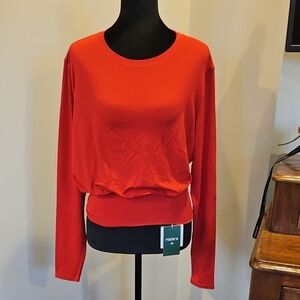 HALARA Bright Red Long Sleeve Crew Pullover